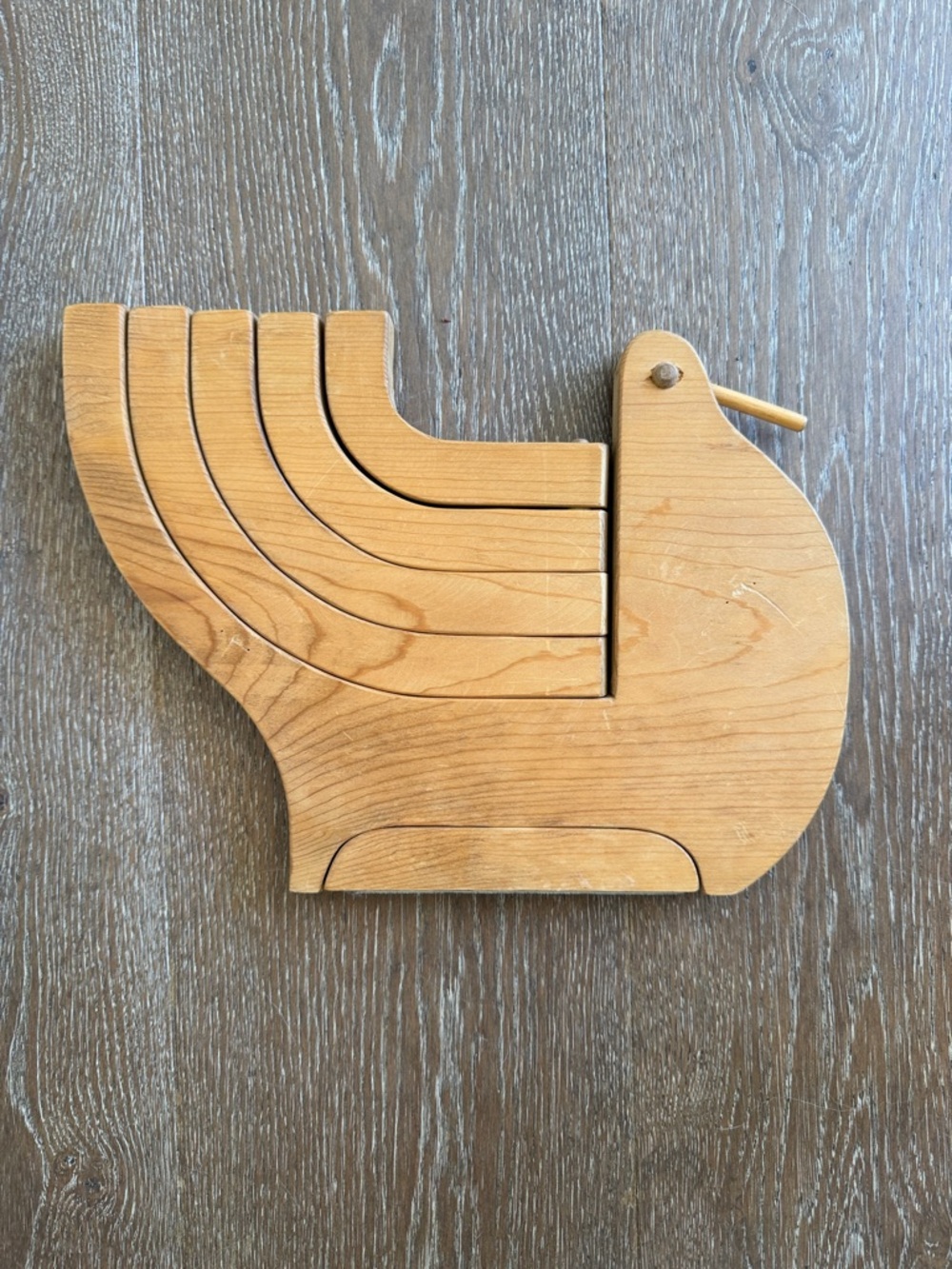 Vintage MCM Wooden Nesting Bird candelabra